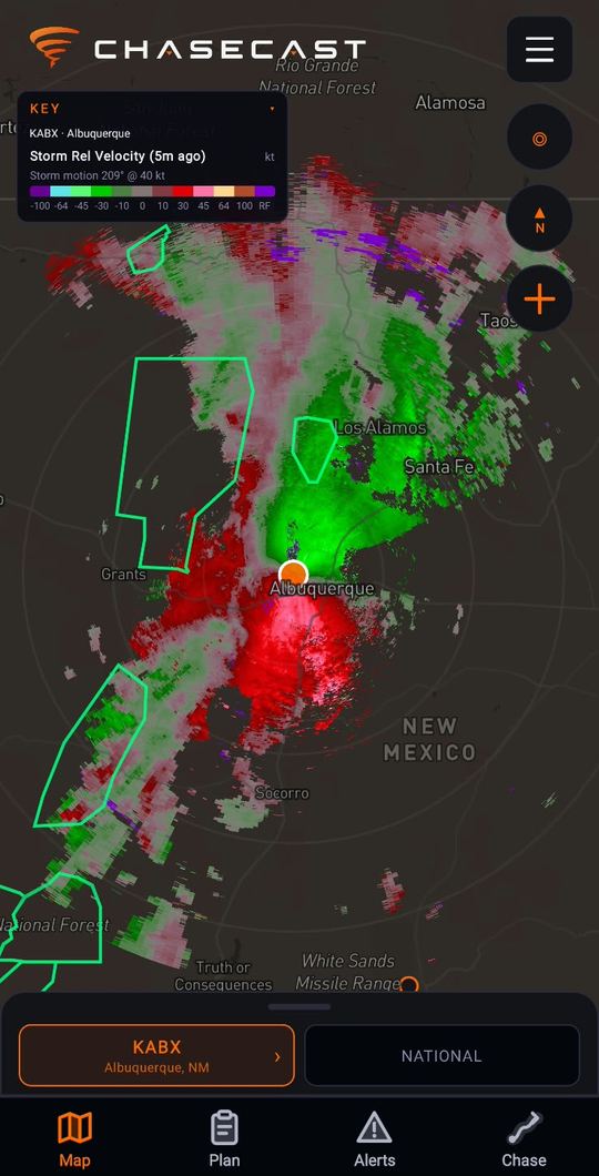 Storm-relative velocity near Albuquerque